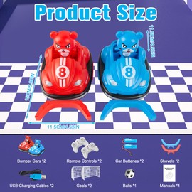 WDKXCN Pack of 2 RC Bumper Cars, Remote Controlled Children's Car Scooter with Football Accessories, Remote Controlled Car Scooter, Remote Control Bumper Cars with Light Music, Gifts for Children Boys
