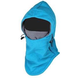 Purjoy Multipurpose Use 6 in 1 Thermal Warm Fleece Balaclava Hood Police Swat Ski Bike Wind Stopper Full Face Mask Hats Neck Warmer Outdoor Winter Sports Snowboarding Cap(Blue+Grey)