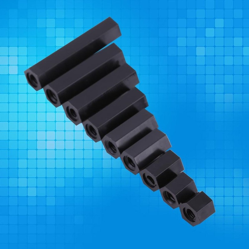Akozon 100Pcs M3 Female Hex Threaded Spacer Standoff Black Nylon