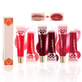 Fruity Lip Gloss Set, Lip Gloss Essence, Lip Glow Oil Care Hydrating Lip Gloss 24 Hours Hold, Non-Sticky Plump Lip Glow Oil, 3 Sticks