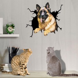Funny German Shepherd Window Car Sticker,11.8x11.8in 3D Vinyl Waterproof Pet Auto Decals,for Wall Laptop Car Window Truck Bumper Refrigerator