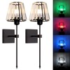 Battery Operated Crystal Wall Sconces Set of 2,Black Rechargeable Wireless