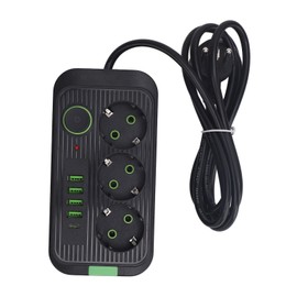 European Power Strip 3 Outlets 4 USB 1 Type C Port Wall Mounted Electrical Outlet Extender with 2m Cable