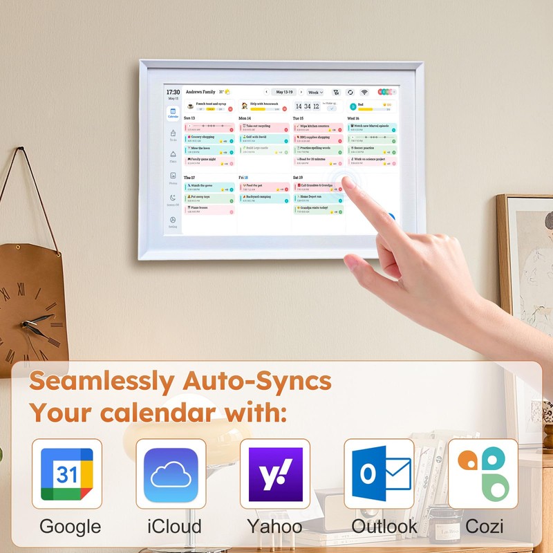 Furnsii 10.1Inch Digital Calendar Wall Touch Screen, Smart WiFi Family