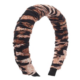 Bessney Boho Headband Wide Leopard Hair Bands Elastic Ruched Scrunchies Hairband Fashion Hair Hoop Hair Accessories for Women (Brown)