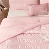 Catesgoo Queen Comforter Set Blush, 3 Pieces Seersucker Bed Set,
