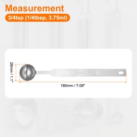 sourcing map Single Measuring Spoon 3/4tsp (1/4tbsp, 3.75ml) Teaspoon/Tablespoon 430 Stainless Steel Single Tiny Square Bowl Measuring Spoon Long Handle Measure Scoop