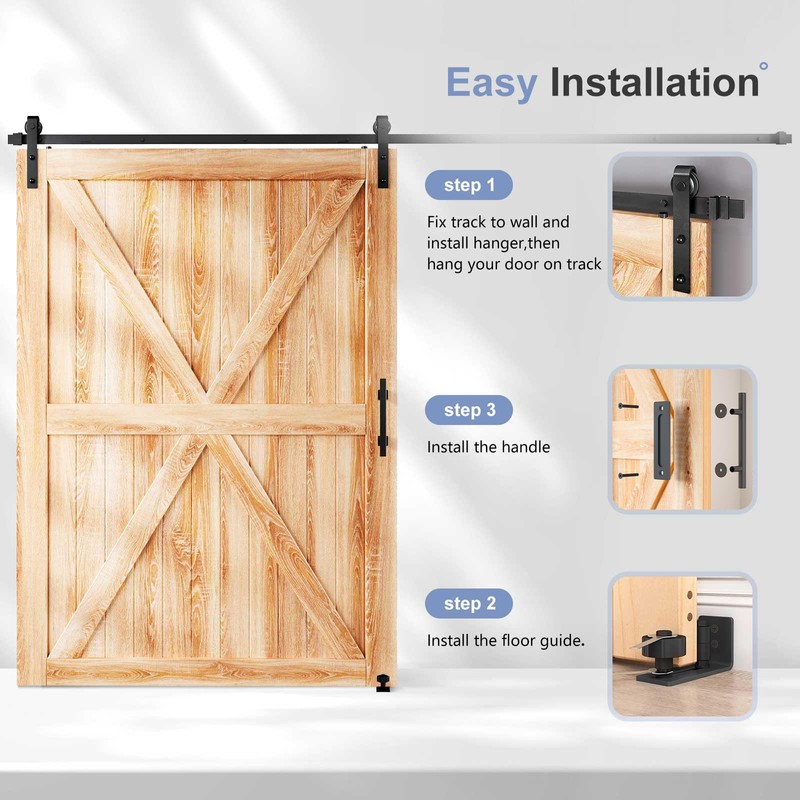 EaseLife 12 FT Sliding Barn Door Track and Handle Hardware