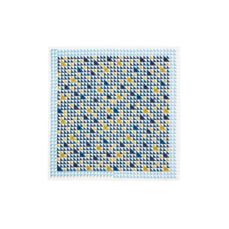 Yamamoto Hitoto Shoten Cotton Linen Handkerchief Triangle Pattern A Blue