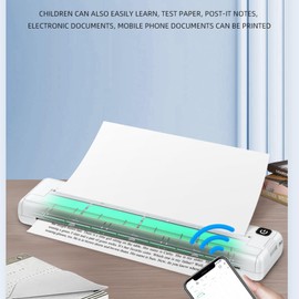 A4 Portable Thermal Printer, 200dpi Bluetooth Thermal Printer for Travel, Rechargeable Inkless Thermal Printer for School Office, A4 Thermal Printer