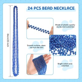 Mepase 24 Pcs Beads Necklaces and Heart Sunglasses 80s Accessories for Adults 4th of July Parade Wedding Summer Party Favor(Blue)
