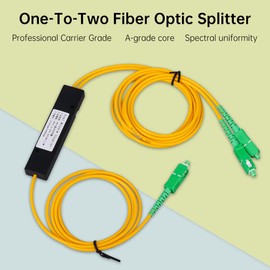 Duogalia SC/APC Fiber Optical FBT Splitter 1x2(1 in 2 Out) Singlemode 1310/1550nm for Network Signal Distribution(2 Pack)