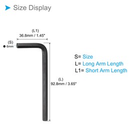 CoCud L-Handle Hex Key Wrench, 6mm Metric 92.8mm Length, CR-V L-Shape Hexagon Head Wrenches Spanner Black - (Applications: for Home Repair and Mechanical Maintenance), 20-Pieces