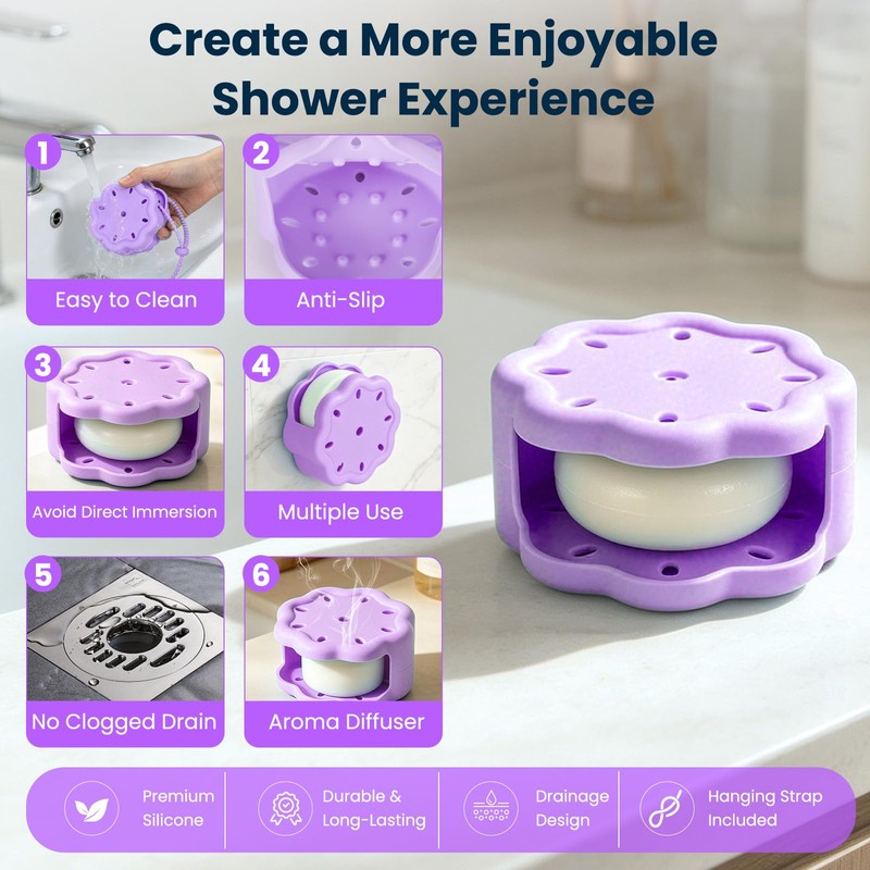 Shower Steamer Holder, Multi-Use Shower Steamer Tray with Suction Cup