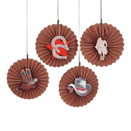 Fun Express - Western Icon Fan Bursts - Party Decor - Hanging Decor - Misc Hanging Decor - 12 Pieces