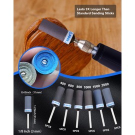 30PCS Sanding Drums for Dremel Rotary Tools Accessories, Sanding Bits Kit for Dremel Sanding Bands with 1/8 inch Shank, Sandpaper Sticks Set for Plastic Wood Metal Grinding Polishing 400-2000 Grit