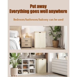 ZengRun- Double Laundry Hamper with Lid Cover - Bamboo Section Laundry Basket - Collapsible Clothes Fabric Bin - Easy and Efficient Dirty Clothes Sorting - Removable Bags - 140L - Light gray