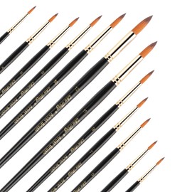 12 Pack Round Paint Brushes Watercolor Brushes Round Tip Artist Painting Brushes Professional Nylon Detail Paint Brush for Watercolor Acrylic Ink Gouache Oil Tempera Painting
