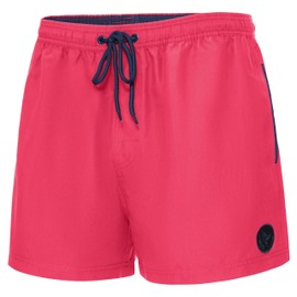 Ladeheid LA40-199 Men's Comfortable Swimming Shorts with Side Pockets and Laces, Swimming Shorts Men with Mesh Lining, Perfect for Summer, Beach and Swimming Pool, pink, L