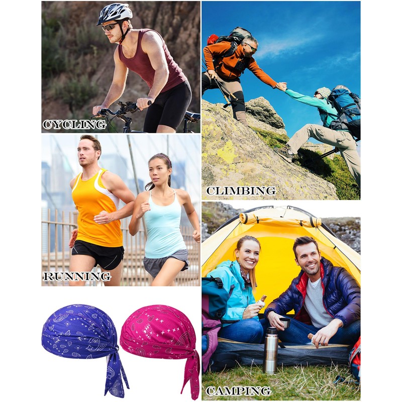 Foaincore 8 Pack Do Rag Skull Caps for Men Sweat