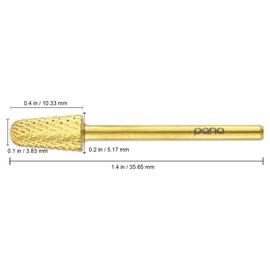 Pana 3/32" Safety Bit Nail Carbide Bit - For Electric Dremel Drill Machine (Coarse, Cone - Gold)