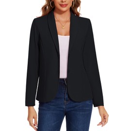 MINTLIMIT Women Black Blazer with 2 Buttons Stylish Casual Blazers Workwear Comfortable (Black XL)