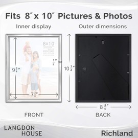 Langdon House 8x10 Picture Frames Set (Silver, 6 Pack) Distinguished Edging for Classic Style, Richland Collection