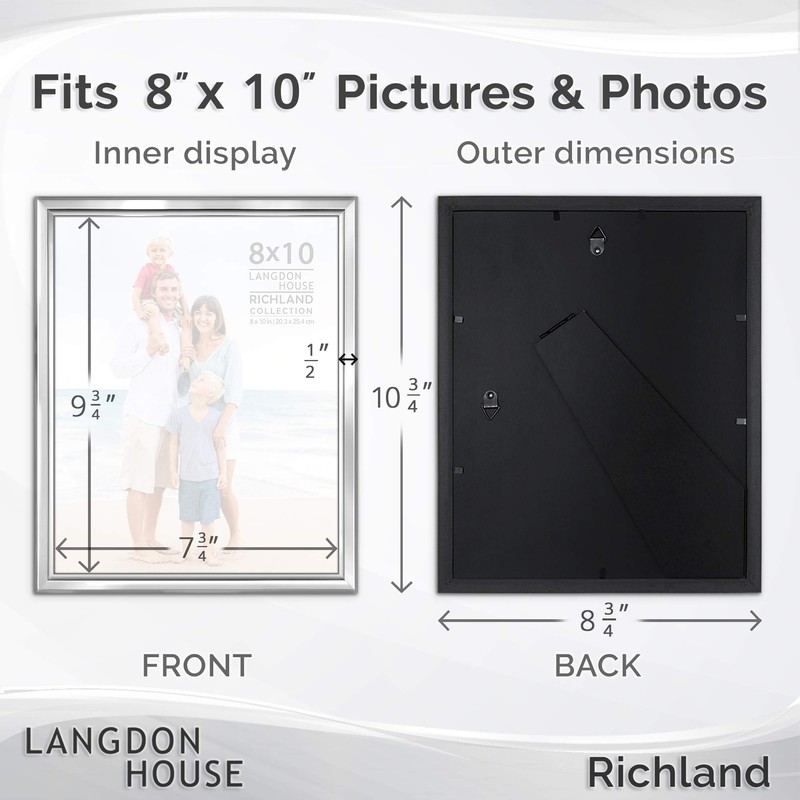 Langdon House 8x10 Picture Frames Set (Silver, 6 Pack) Distinguished