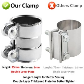 MOCNT Exhaust Clamp Pipe Connector 55mm Butt Joint Exhaust Band Clamp Stainless Steel Exhaust Pipe Sleeve Connector Exhaust Tube Pipe Clamp Coupler Muffler Pipe Clamp