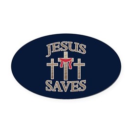 CafePress Jesus Saves Euro Oval Car Bumper Magnet