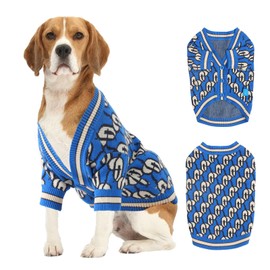 On The Roll,Dynamic Letter Patterned Dog Sweater,Pet Sweaters for Dogs,Dog Cardigan,Knitted Pet Clothing,Pet Clothes,Suitable for All Seasons and Types of Dogs,(Blue M)