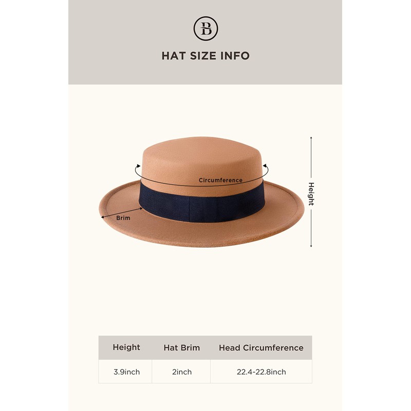 BABEYOND Sombrero de ala ancha Fedora con parte superior plana