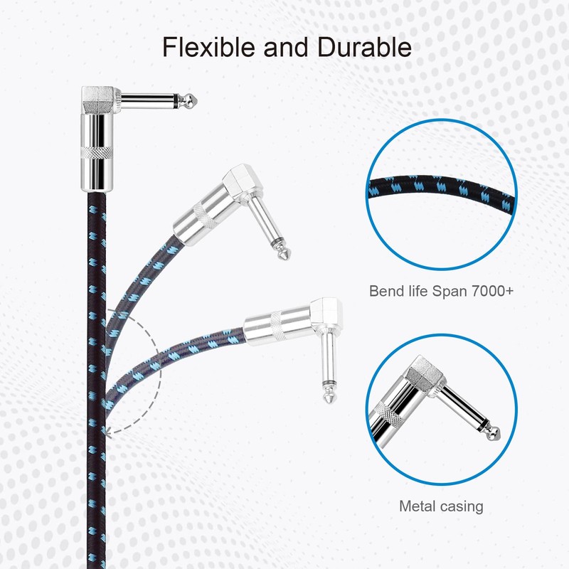 GOGHOST 3-Pack 6 Inch Guitar Patch Cable with 1/4" Right