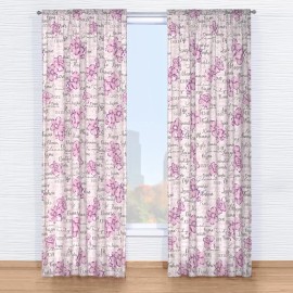 Colibrí Cortinas Lila Chic 2 Paneles De 1.30 X 2.20 Floral Letras