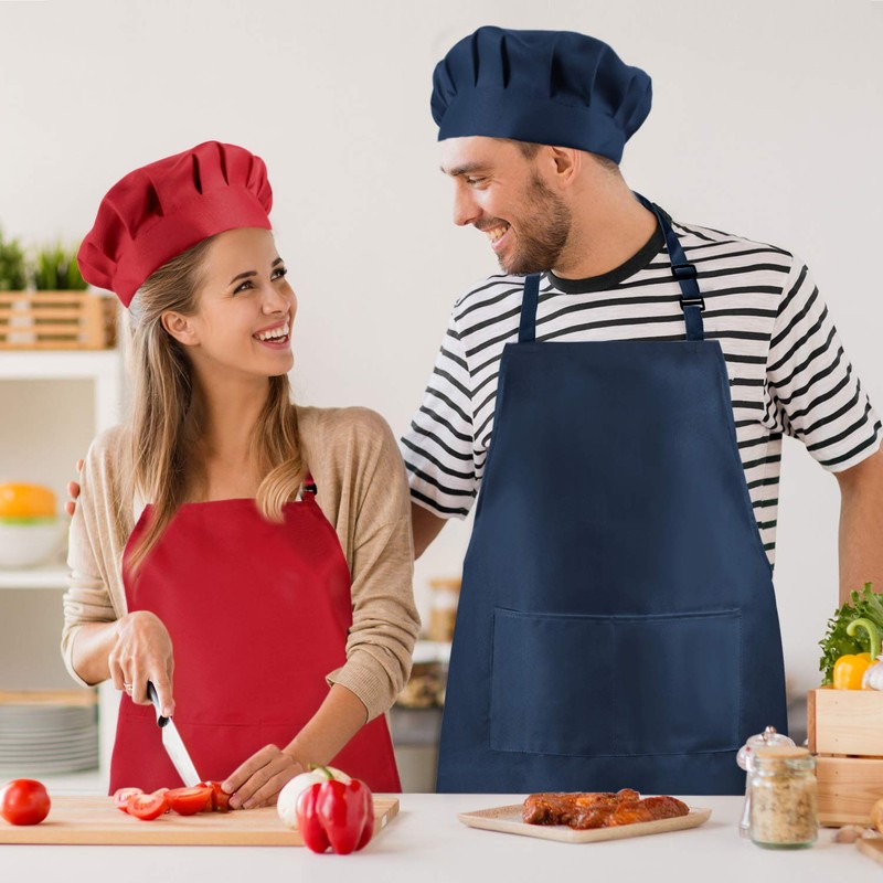 CHENGU 6 Pieces Chef Apron Set Kitchen Apron and Chef