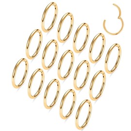 MOQIKAKA16G 18G 20G Surgical Steel Nose Septum Rings Hoops - Stainless Steel Hinged Clicker Segment Nose Rings Hoop Helix Cartilage Daith Tragus Sleeper Earrings, Ear Plugs Tunnels Gauges, 20g 8mm