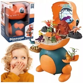UNOMI 25-Piece Dinosaur Playhouse Set 2-in-1 Action Figures and Toy Playset for Kids