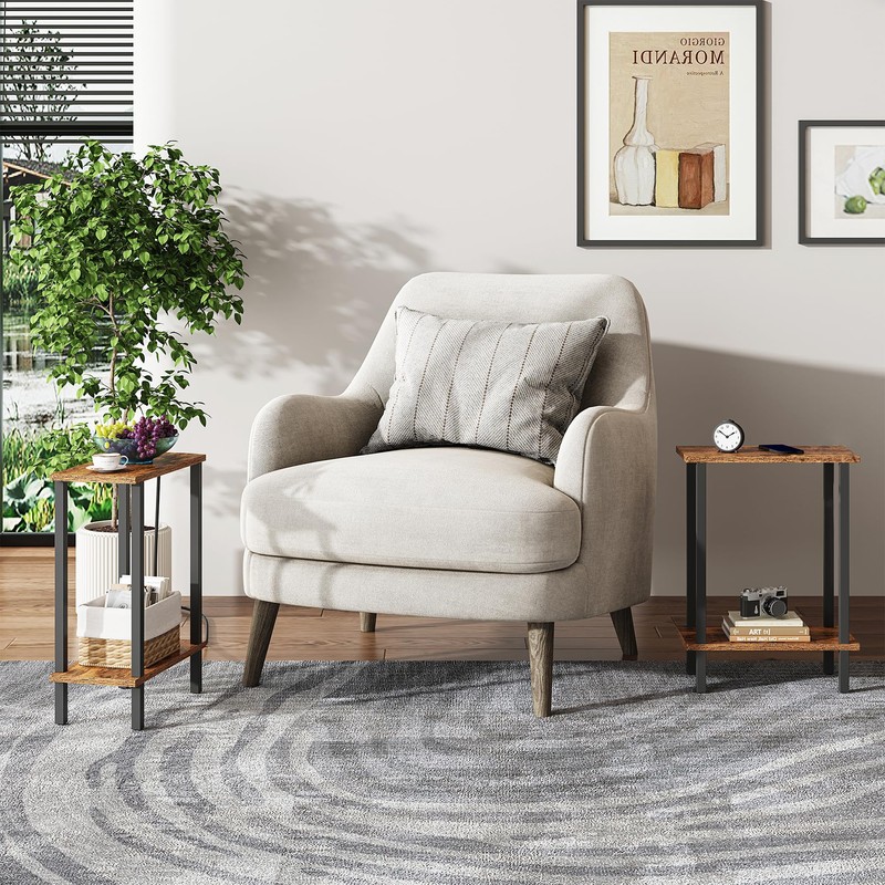 TUTOTAK Small Side Table, Narrow End Table, Set of 2,