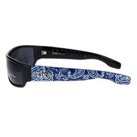 Locs Mad Dog Hardcore Gangster Cholo Narrow Rectangular Sunglasses Blue Bandana