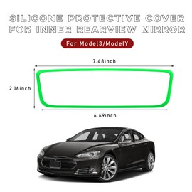 Ohleats Car Rear View Mirror Protector Frame, Silicone Auto Rearview Edge Protection Cover Compatible with Model 3 Model Y, Interior Rear View Trim Frame Decoration, Car Accessories (Green-1PCS)