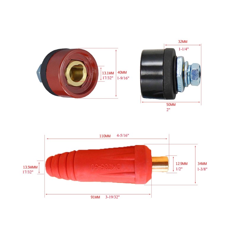 RIVERWELD TIG Welding Cable Panel Connector Plug & Socket Set