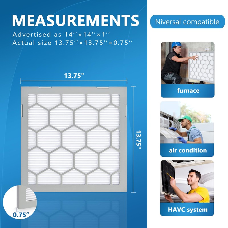 OlitAir 14x14x1 MERV 8 Air Filter,AC Furnace Air Filter,Reusable ABS