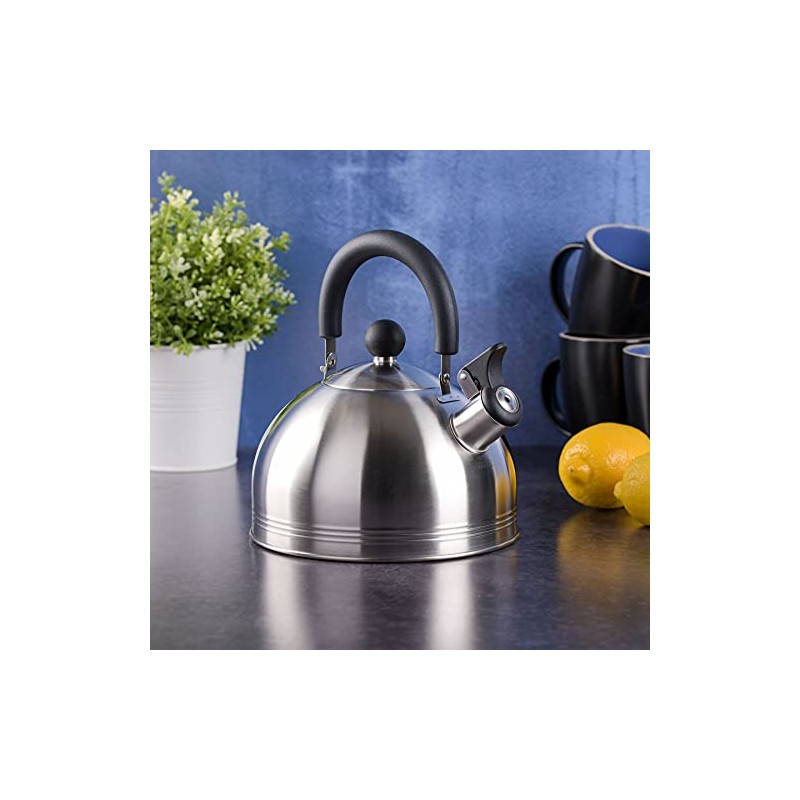 Mr. Coffee Carterton Stainless Steel Whistling Tea Kettle – 1.5-Quart