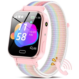 AXYWINBO Smart Watch Fairy Tale Audiobook, Kids Smart Phone Watch, Educational Game Music Player Flashlight SOS Pedometer Alarm Clock, Watches for kids 4-12, Pink