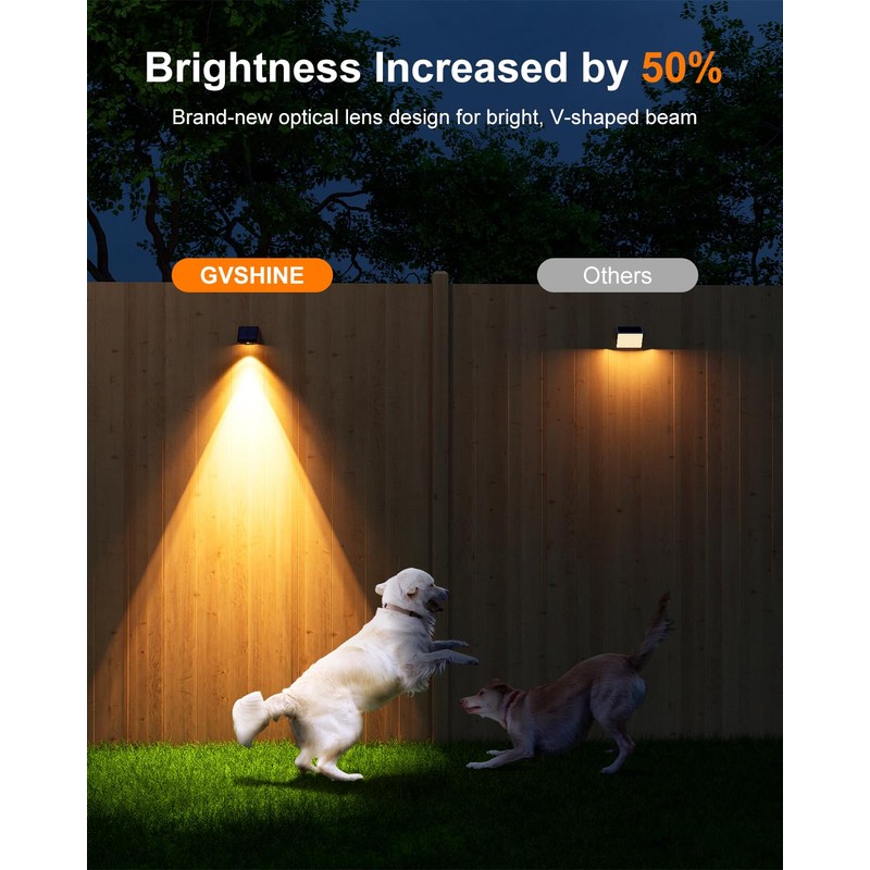 16 Pack Decoration Solar Powered Fence Lamps Outdoor Waterproof with