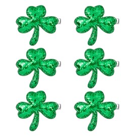 Glitter Shamrock Green Hair Clips - 6PCS Lucky Shamrock Hairpins, St. Patrick's Day Accessories for Kids, Green Hair Accessories, Green Glitter Clover Hair Clips
