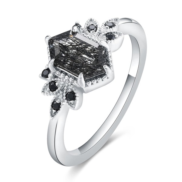 IRROYA Gothic Art Deco 1.1 Carat Long Hexagon Natural Black