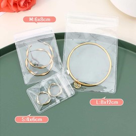 Jewelry Bags, 120 Pieces, 3 Different Sizes (1.4 x 6 cm + 6 x 8 cm + 3.8 x 12 cm) Transparent PVC Jewelry Bags Sealing, Waterproof, Antioxidant, Anti-Tarnish Protection, Packaging Bags, Accessories,