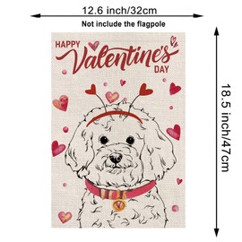 Garden Flag Valentine Bichon Frise Dog Love Heart Anniversary Holiday Decorations Vertical Double Sided For Outside Yard Lawn Decor 12.5 x 18 Inch