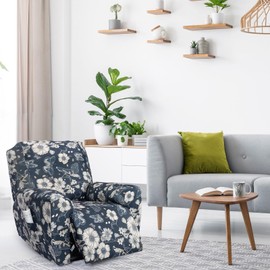 FUANGUI Recliner Chair Cover 4-Pieces Lazyboy Cover for Recliner Chair with Storage Pockets Furniture Protector for Living Room,Jacquard Sofa Slipcover for Kids, Pets, Dog and Cat, 25